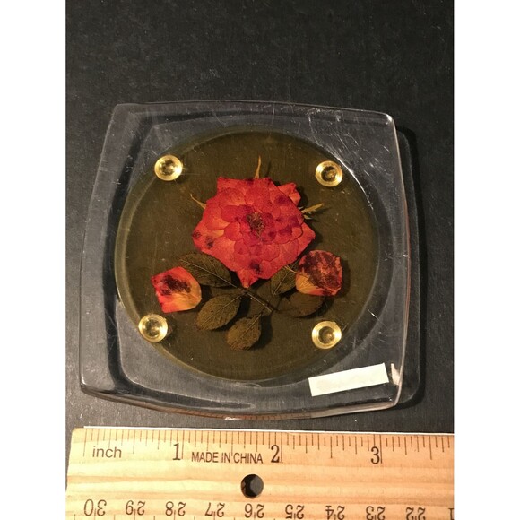 Vintage Coasters with Pressed Flowers Coaster Set Acrylic 5 Pieces - Picture 2 of 7